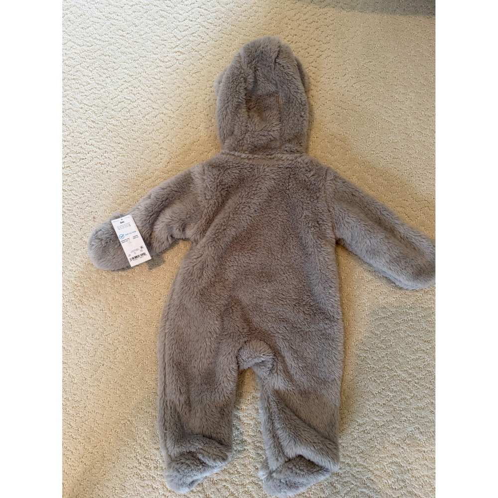 Carter's Just One You Bunting Infant 3M Gray Bear Ears Faux Fur Zip Up NWT
